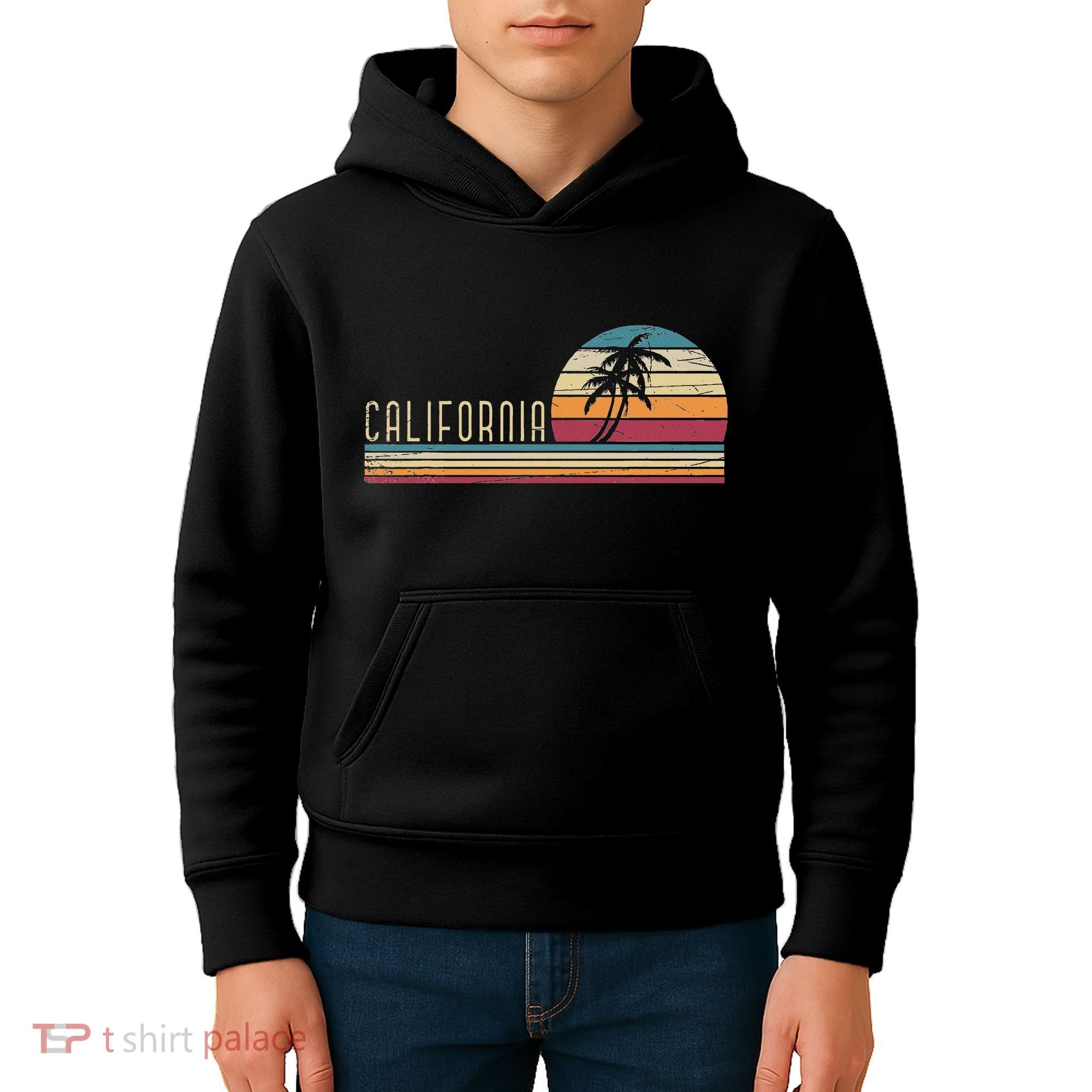 Cali Summer Vacation Ca Palm Trees Usa Retro California Kids Hoodie