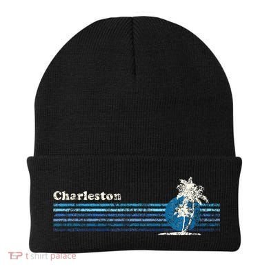Charleston Sc Vintage 80s Palm Trees Sunset Beanie