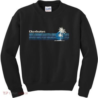 Charleston Sc Vintage 80s Palm Trees Sunset Kids Sweatshirt