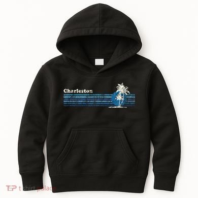 Charleston Sc Vintage 80s Palm Trees Sunset Kids Hoodie