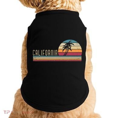 Cali Summer Vacation CA Palm Trees USA Retro California Doggie Tank