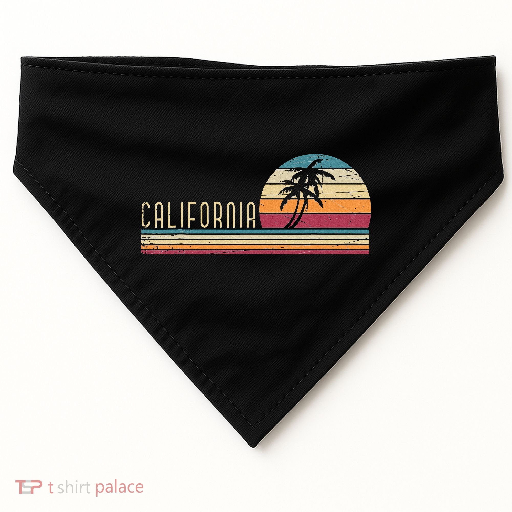 Cali Summer Vacation CA Palm Trees USA Retro California USA-Made Doggie Bandana