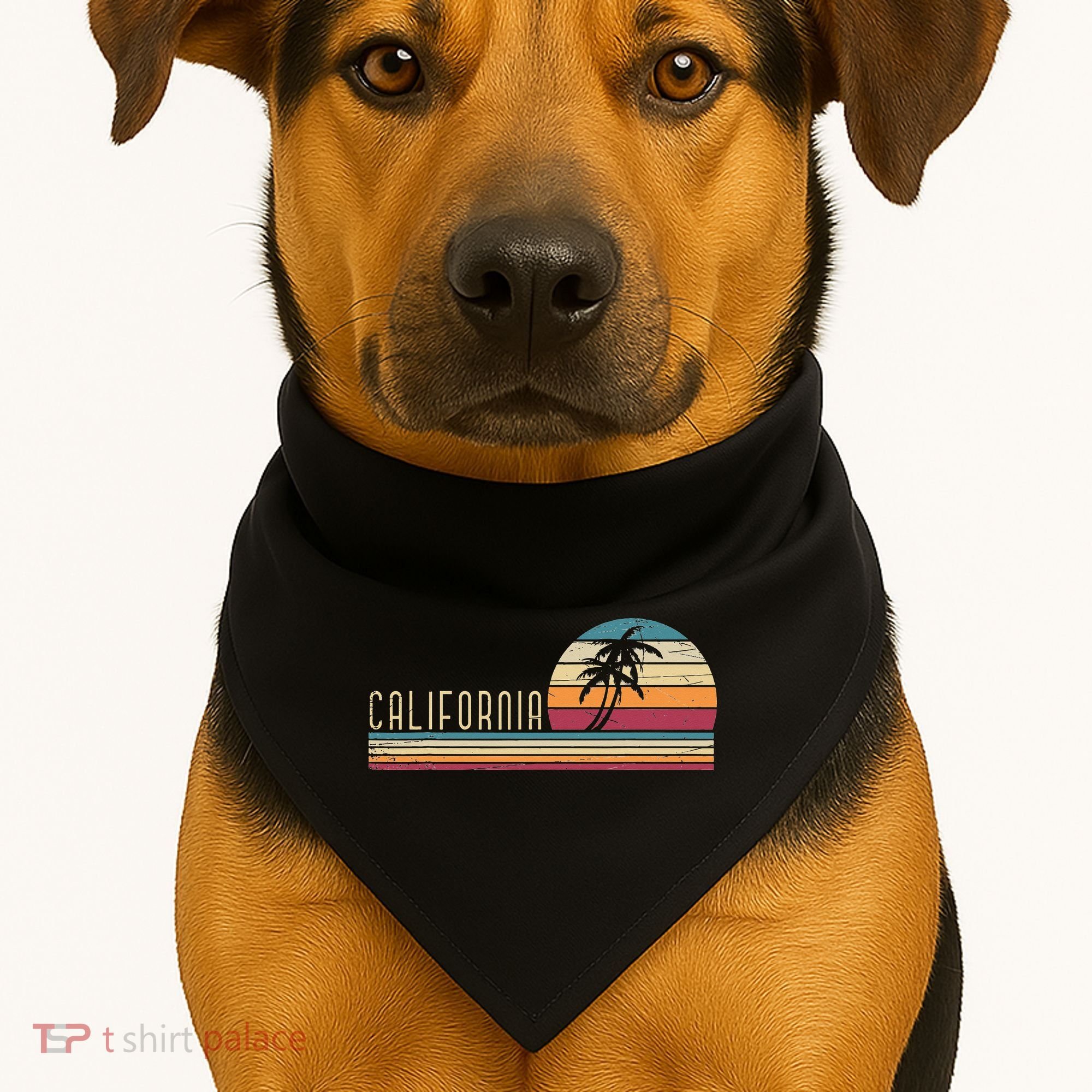 Cali Summer Vacation CA Palm Trees USA Retro California USA-Made Doggie Bandana