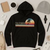 Cali Summer Vacation CA Palm Trees USA Retro California Hoodie thumb 3