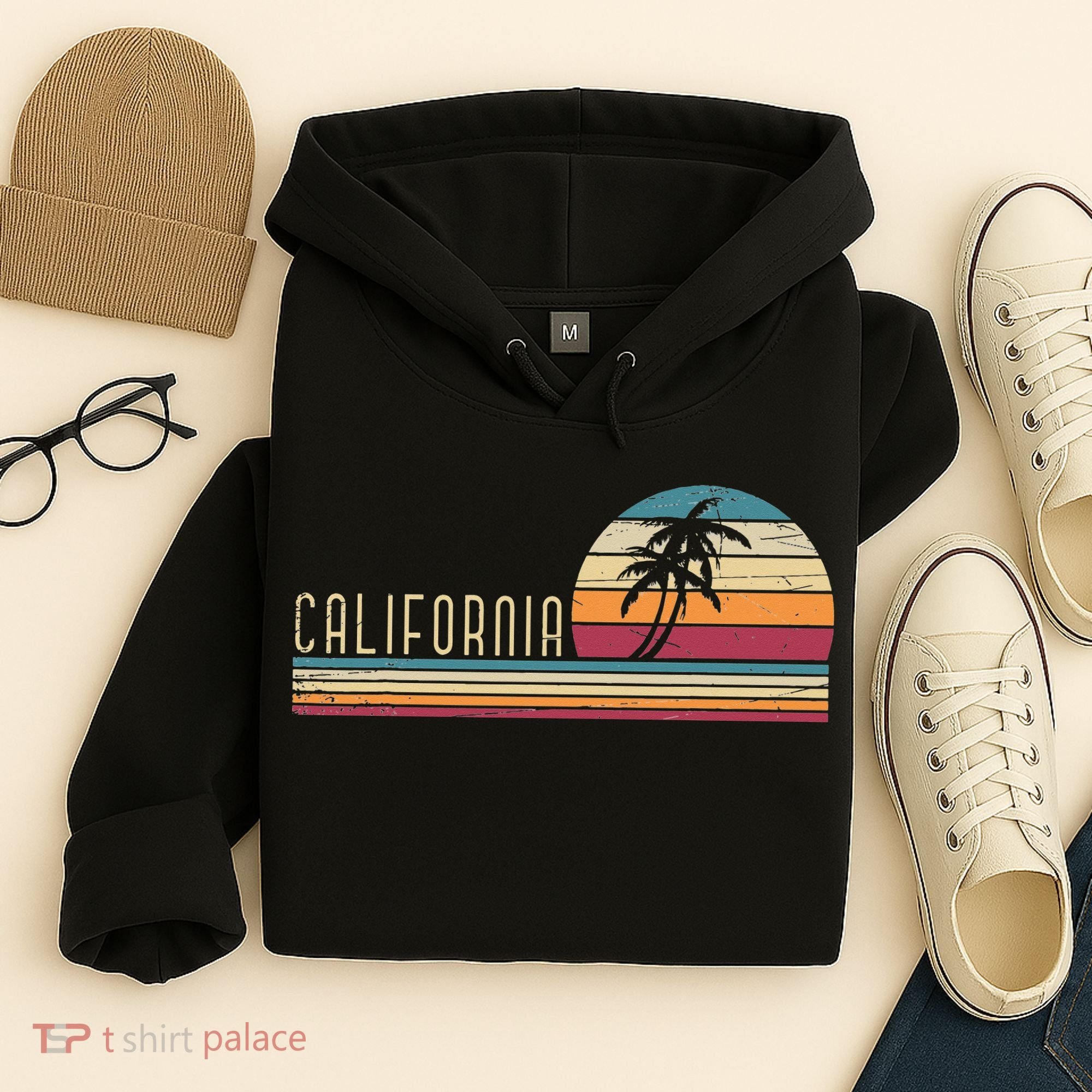 Cali Summer Vacation CA Palm Trees USA Retro California Hoodie