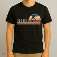 Cali Summer Vacation CA Palm Trees USA Retro California T-Shirt thumb 3