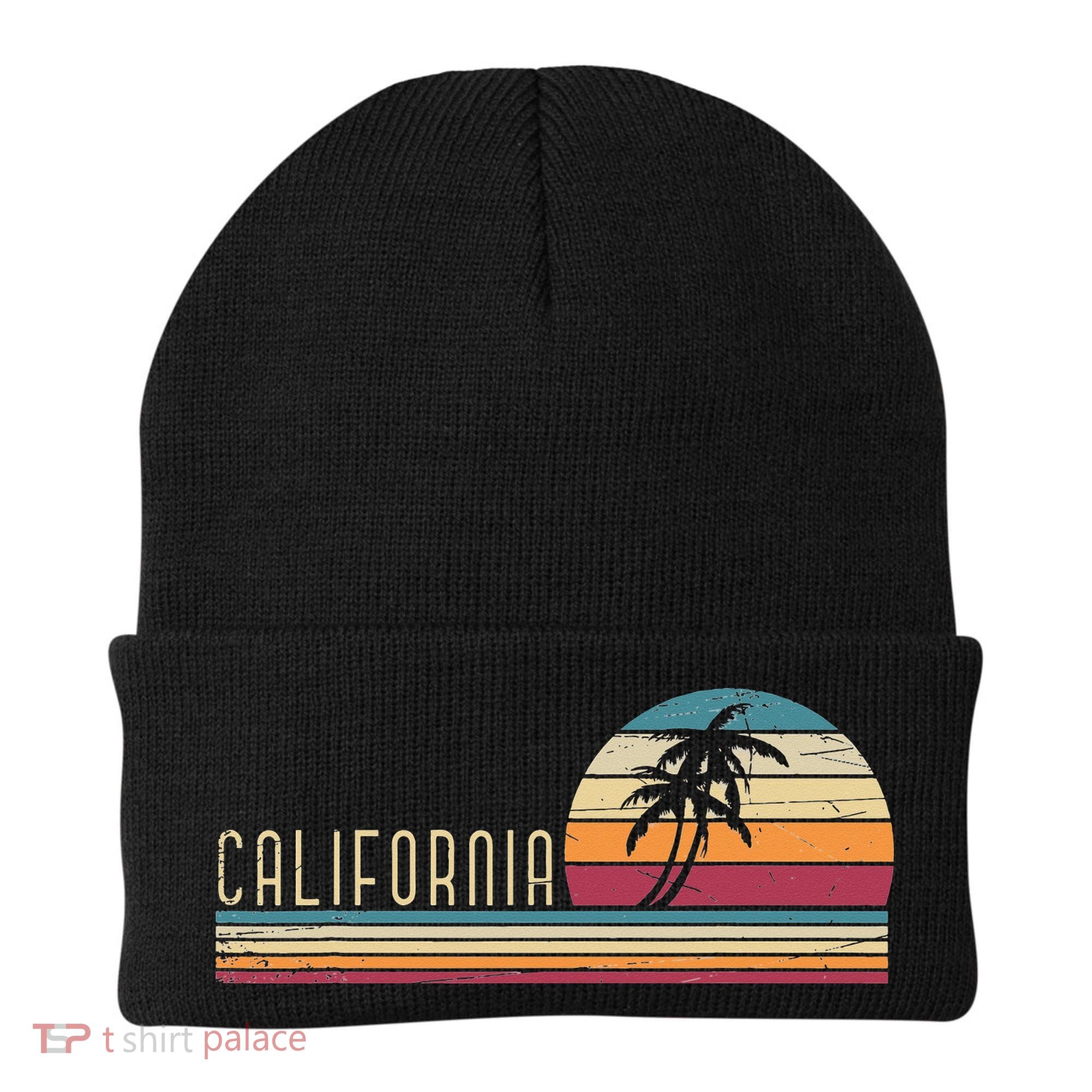 Cali Summer Vacation CA Palm Trees USA Retro California Beanie