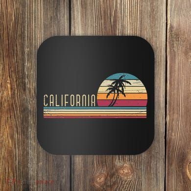 Cali Summer Vacation CA Palm Trees USA Retro California Coaster
