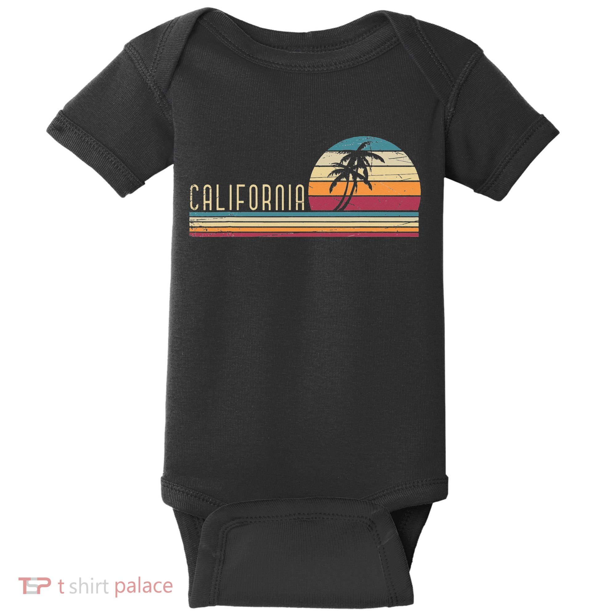 Cali Summer Vacation CA Palm Trees USA Retro California Baby Bodysuit
