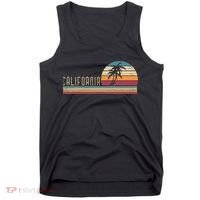 Cali Summer Vacation CA Palm Trees USA Retro California Tank Top thumb 0