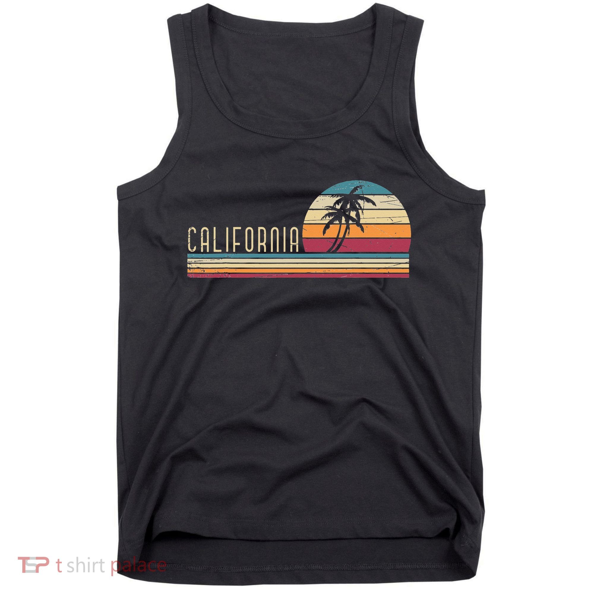 Cali Summer Vacation CA Palm Trees USA Retro California Tank Top