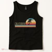 Cali Summer Vacation CA Palm Trees USA Retro California Tank Top thumb 2