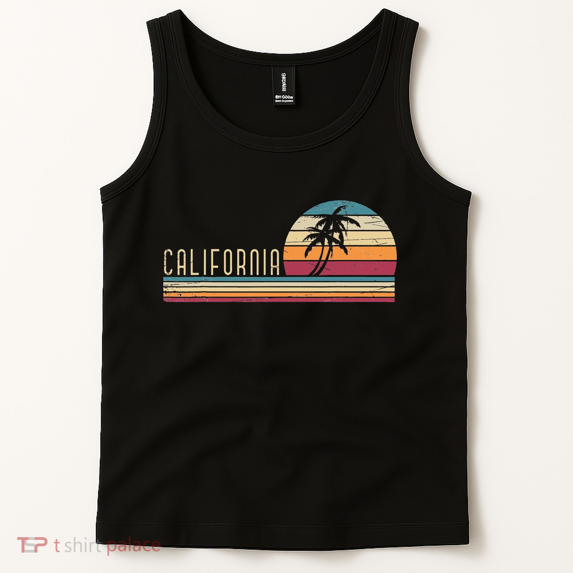 Cali Summer Vacation CA Palm Trees USA Retro California Tank Top
