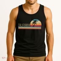 Cali Summer Vacation CA Palm Trees USA Retro California Tank Top thumb 3