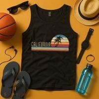 Cali Summer Vacation CA Palm Trees USA Retro California Tank Top thumb 4