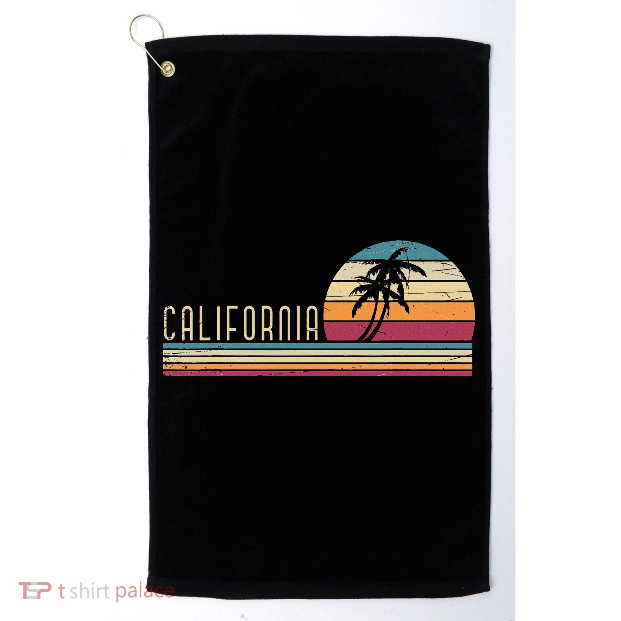 Cali Summer Vacation CA Palm Trees USA Retro California Golf Towel