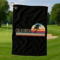 Cali Summer Vacation CA Palm Trees USA Retro California Golf Towel thumb 1