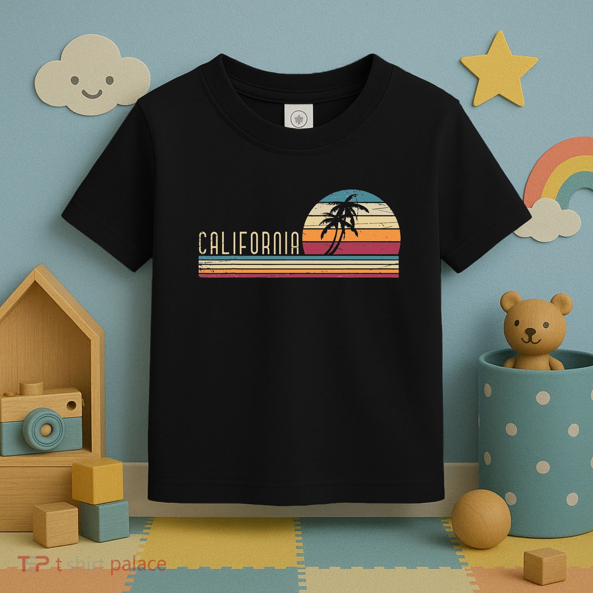 Cali Summer Vacation CA Palm Trees USA Retro California Toddler T-Shirt