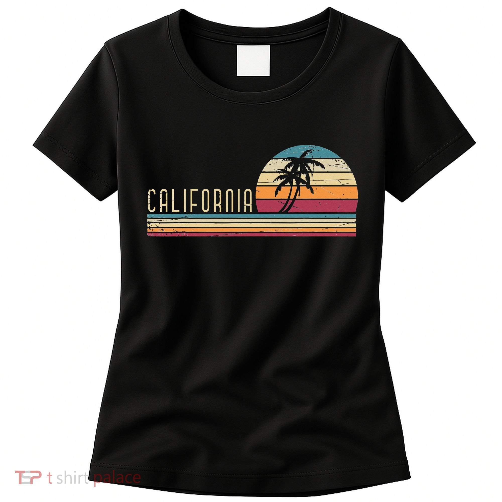 Cali Summer Vacation CA Palm Trees USA Retro California Women's T-Shirt