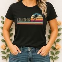 Cali Summer Vacation CA Palm Trees USA Retro California Women's T-Shirt thumb 2