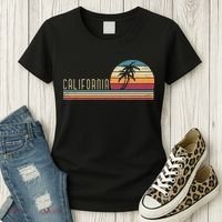 Cali Summer Vacation CA Palm Trees USA Retro California Women's T-Shirt thumb 3