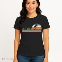 Cali Summer Vacation CA Palm Trees USA Retro California Women's T-Shirt thumb 4