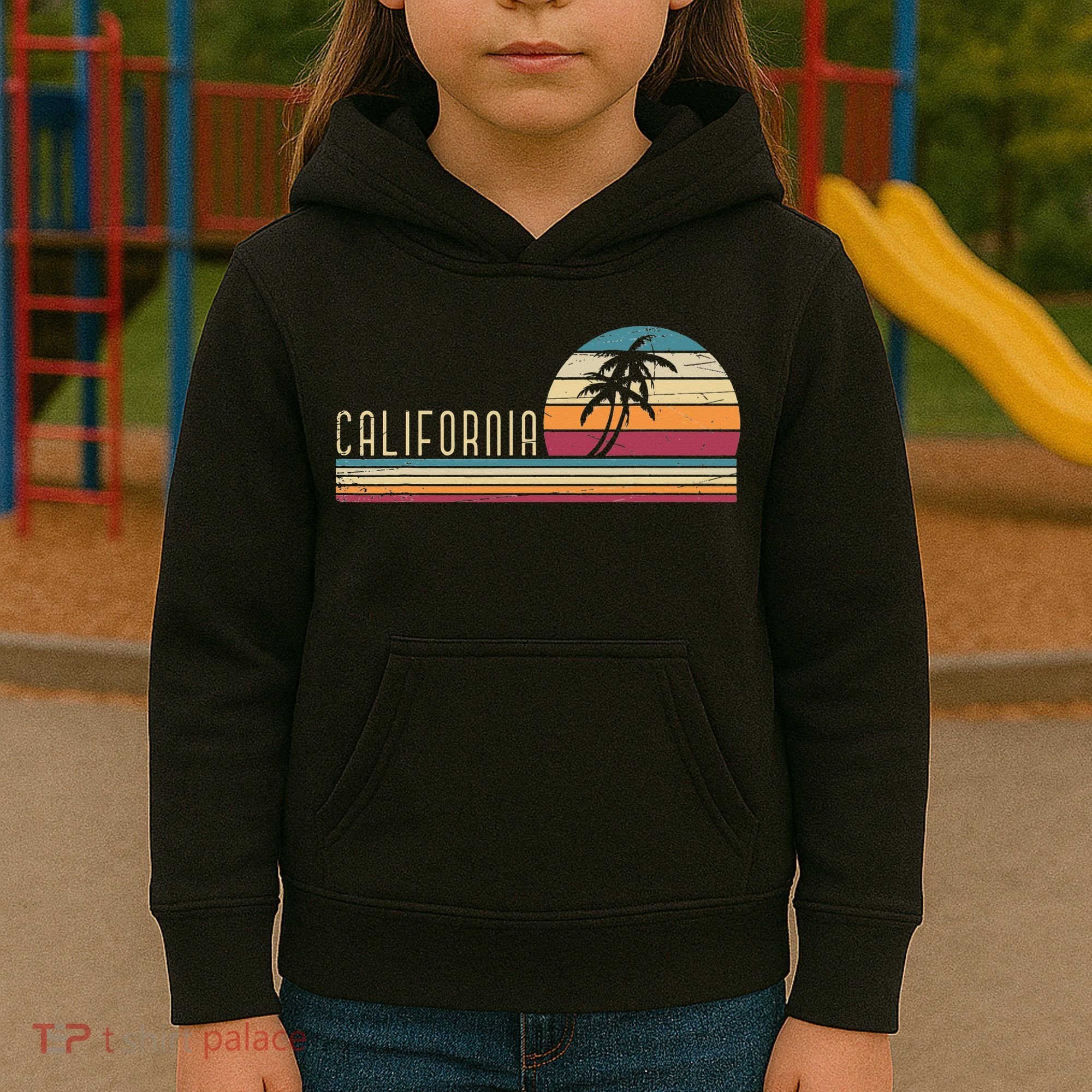 Cali Summer Vacation CA Palm Trees USA Retro California Kids Hoodie
