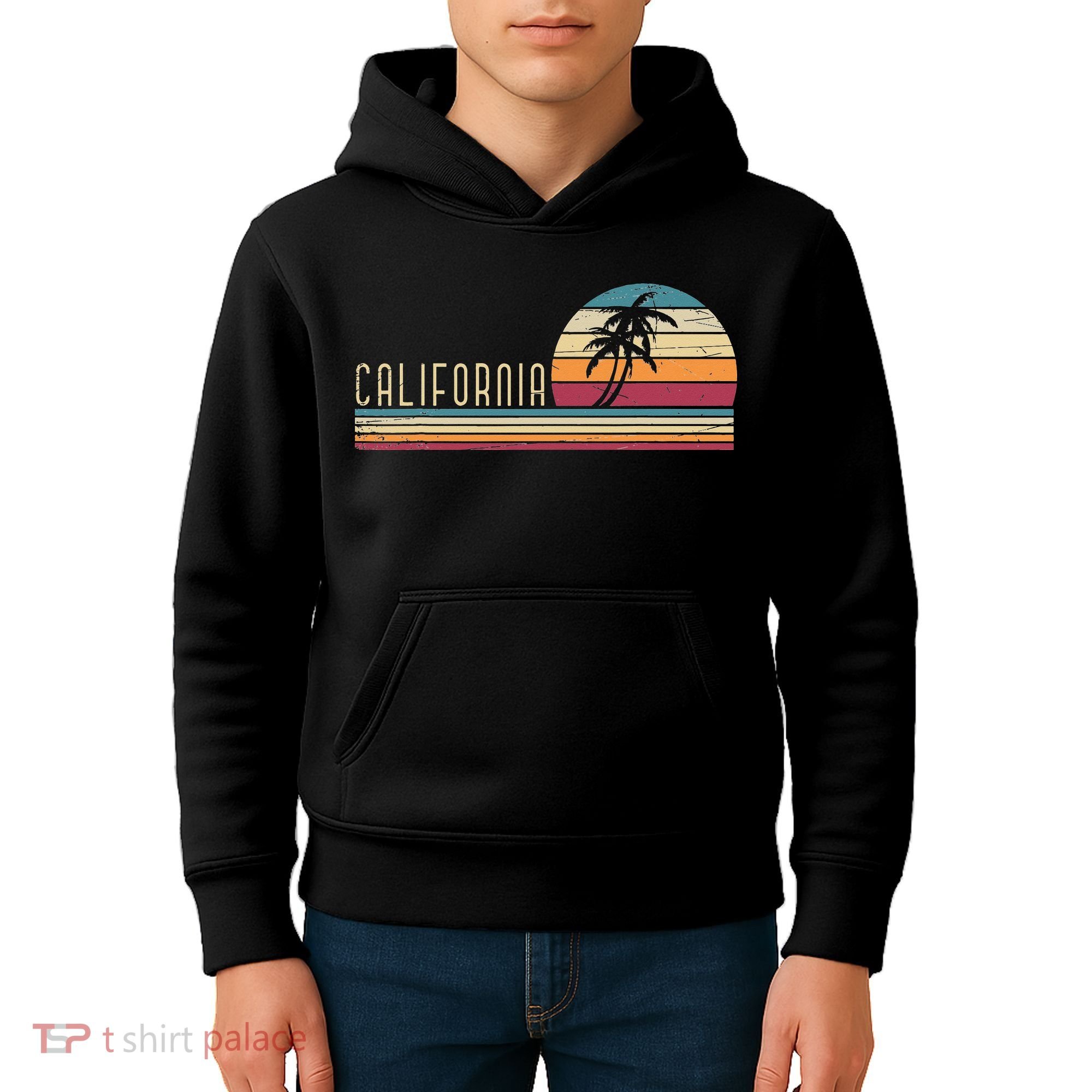 Cali Summer Vacation CA Palm Trees USA Retro California Kids Hoodie