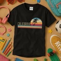 Cali Summer Vacation CA Palm Trees USA Retro California Kids T-Shirt thumb 3