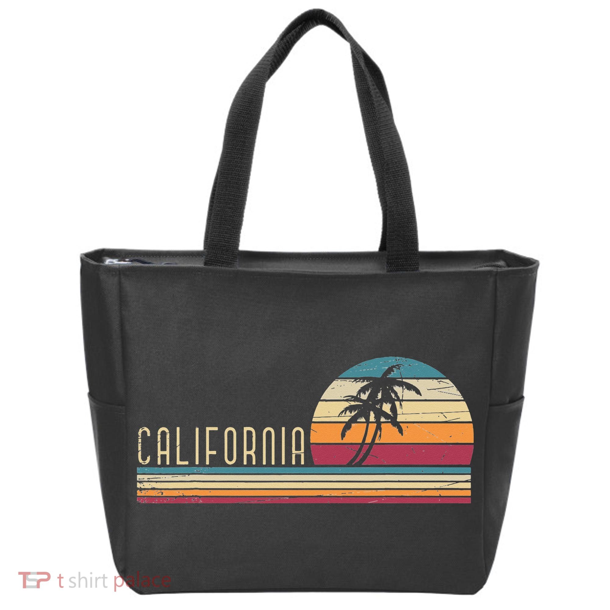 Cali Summer Vacation CA Palm Trees USA Retro California Tote Bag