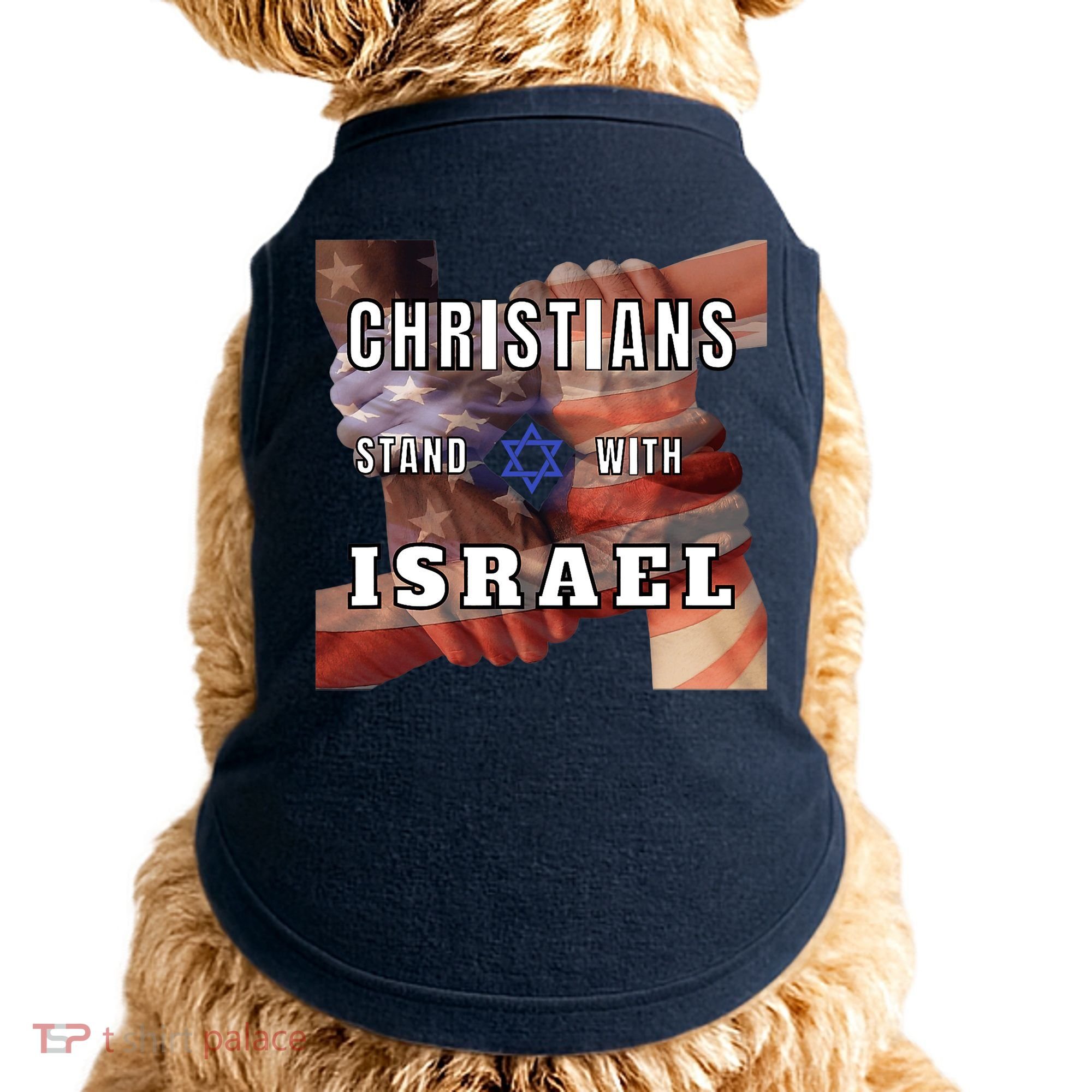 Christians Stand With Israel Amercan Flag Patriotic Doggie Tank