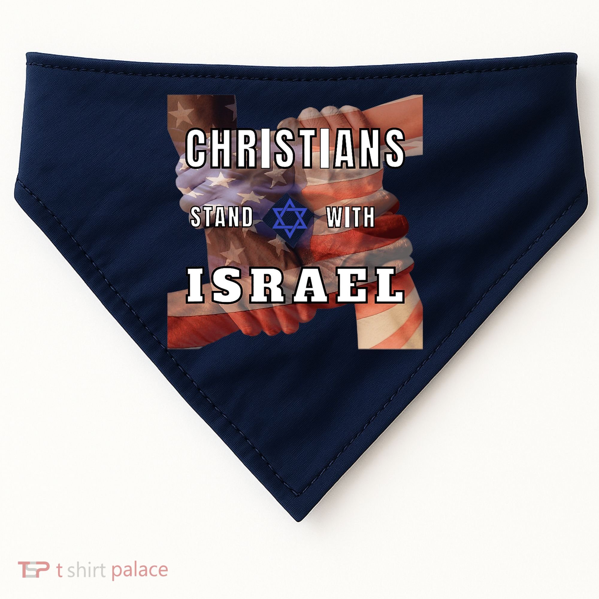 Christians Stand With Israel Amercan Flag Patriotic USA-Made Doggie Bandana