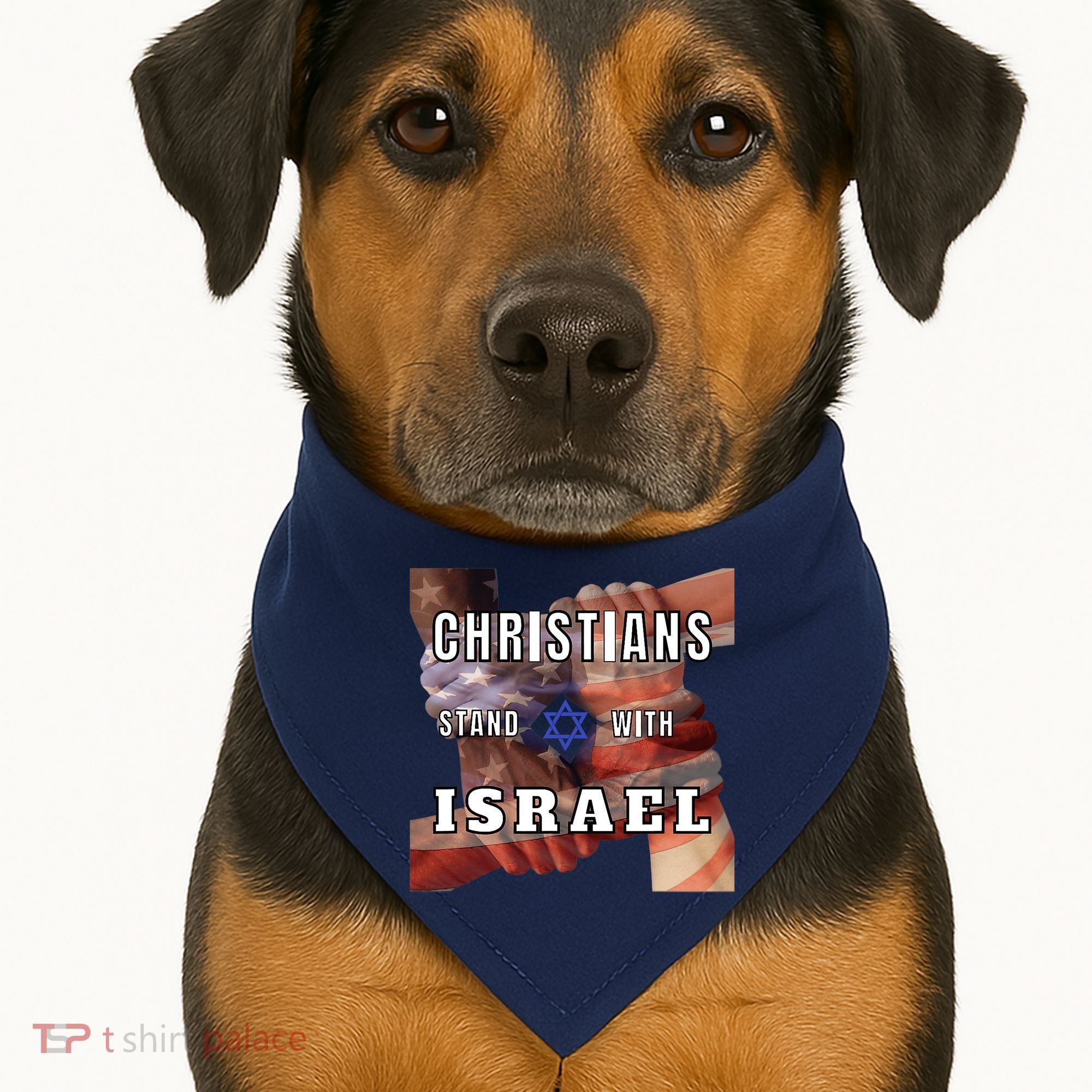 Christians Stand With Israel Amercan Flag Patriotic USA-Made Doggie Bandana