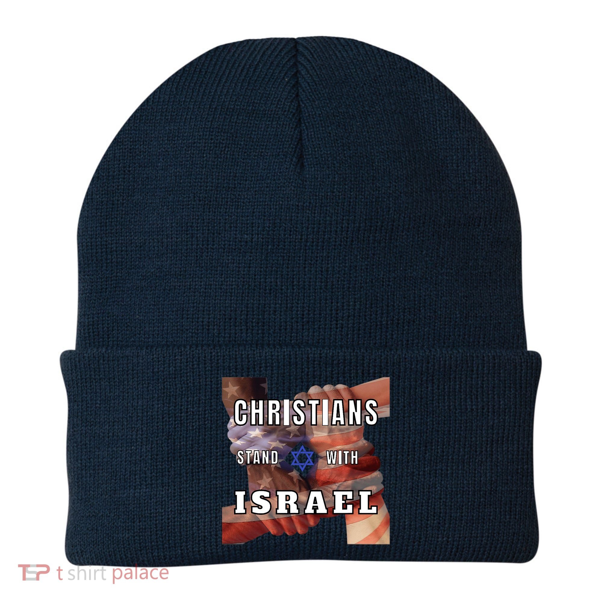 Christians Stand With Israel Amercan Flag Patriotic Beanie