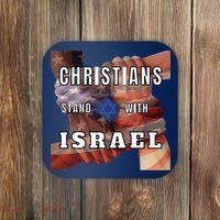 Christians Stand With Israel Amercan Flag Patriotic Coaster thumb 0