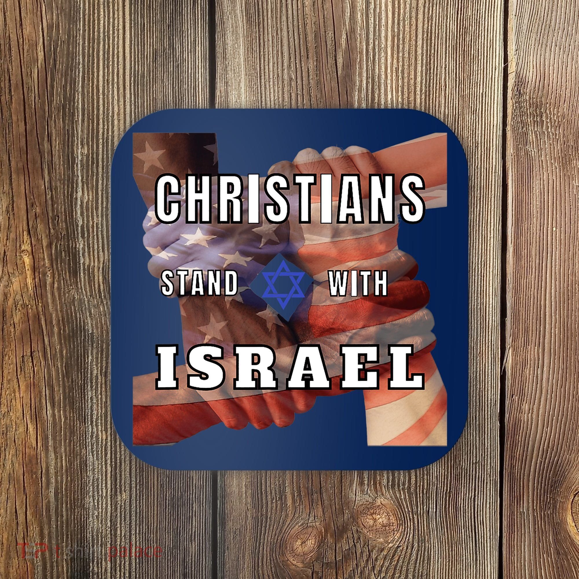 Christians Stand With Israel Amercan Flag Patriotic Coaster