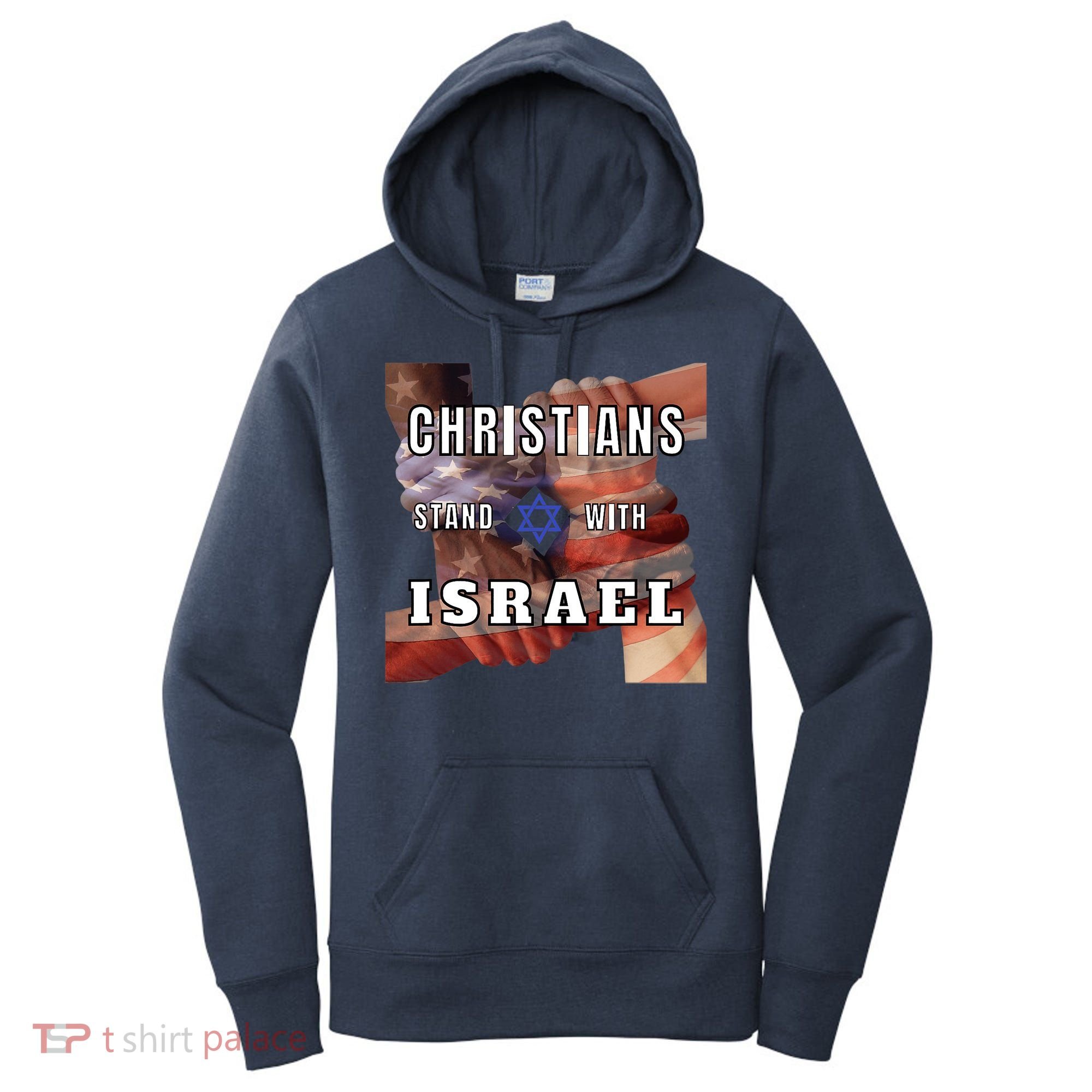 Christians Stand With Israel Amercan Flag Patriotic Women's Hoodie