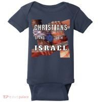 Christians Stand With Israel Amercan Flag Patriotic Baby Bodysuit thumb 0