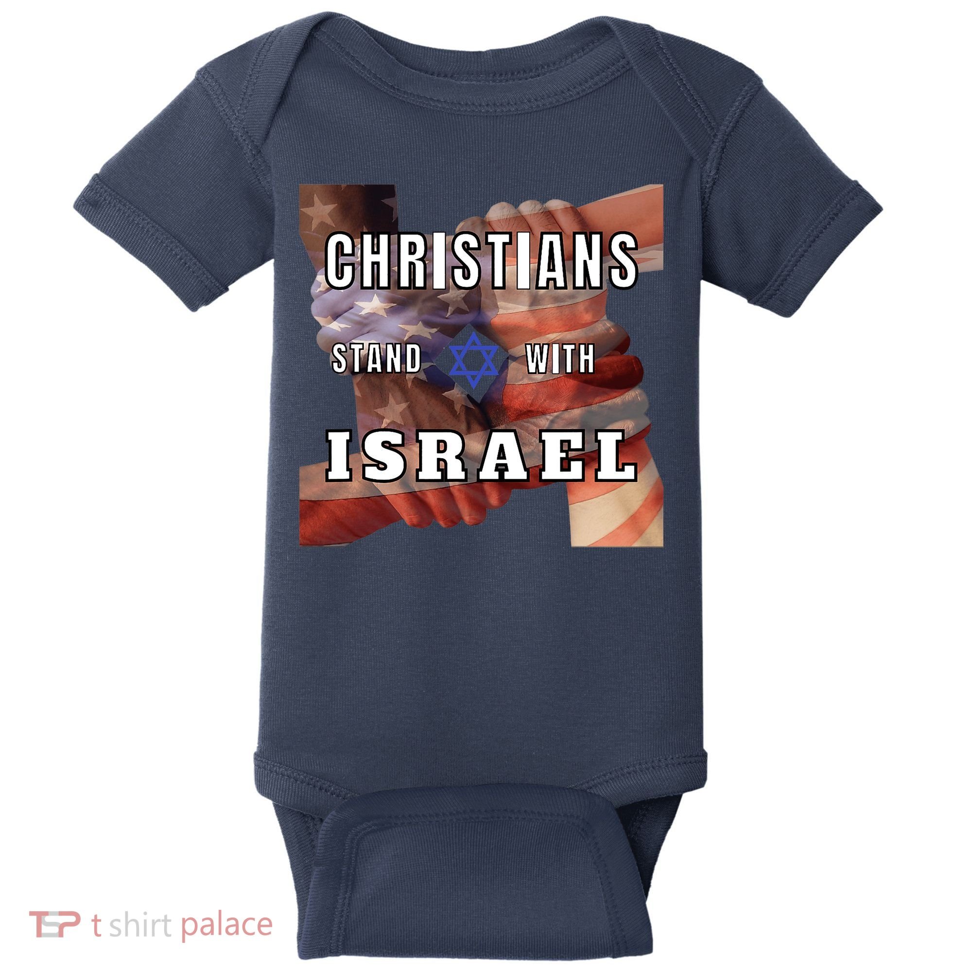 Christians Stand With Israel Amercan Flag Patriotic Baby Bodysuit