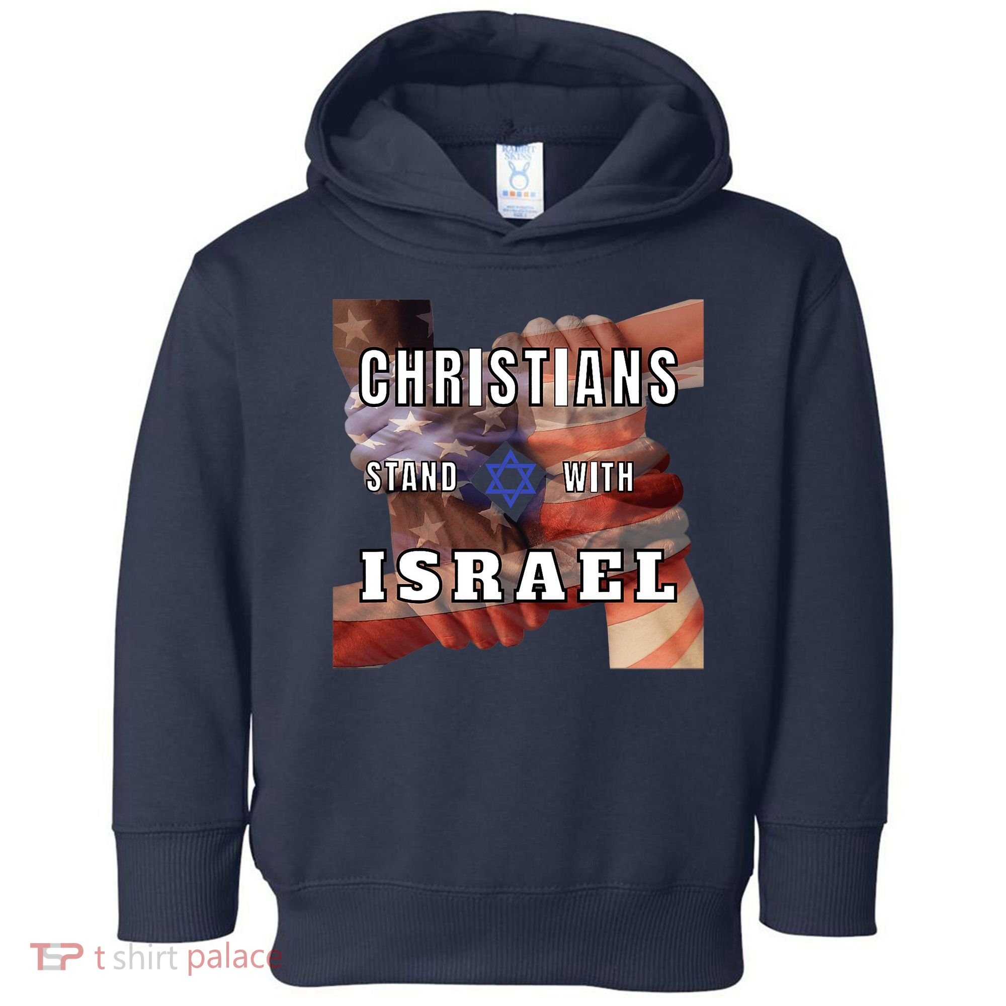 Christians Stand With Israel Amercan Flag Patriotic Toddler Hoodie