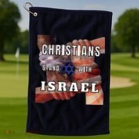Christians Stand With Israel Amercan Flag Patriotic Golf Towel thumb 1