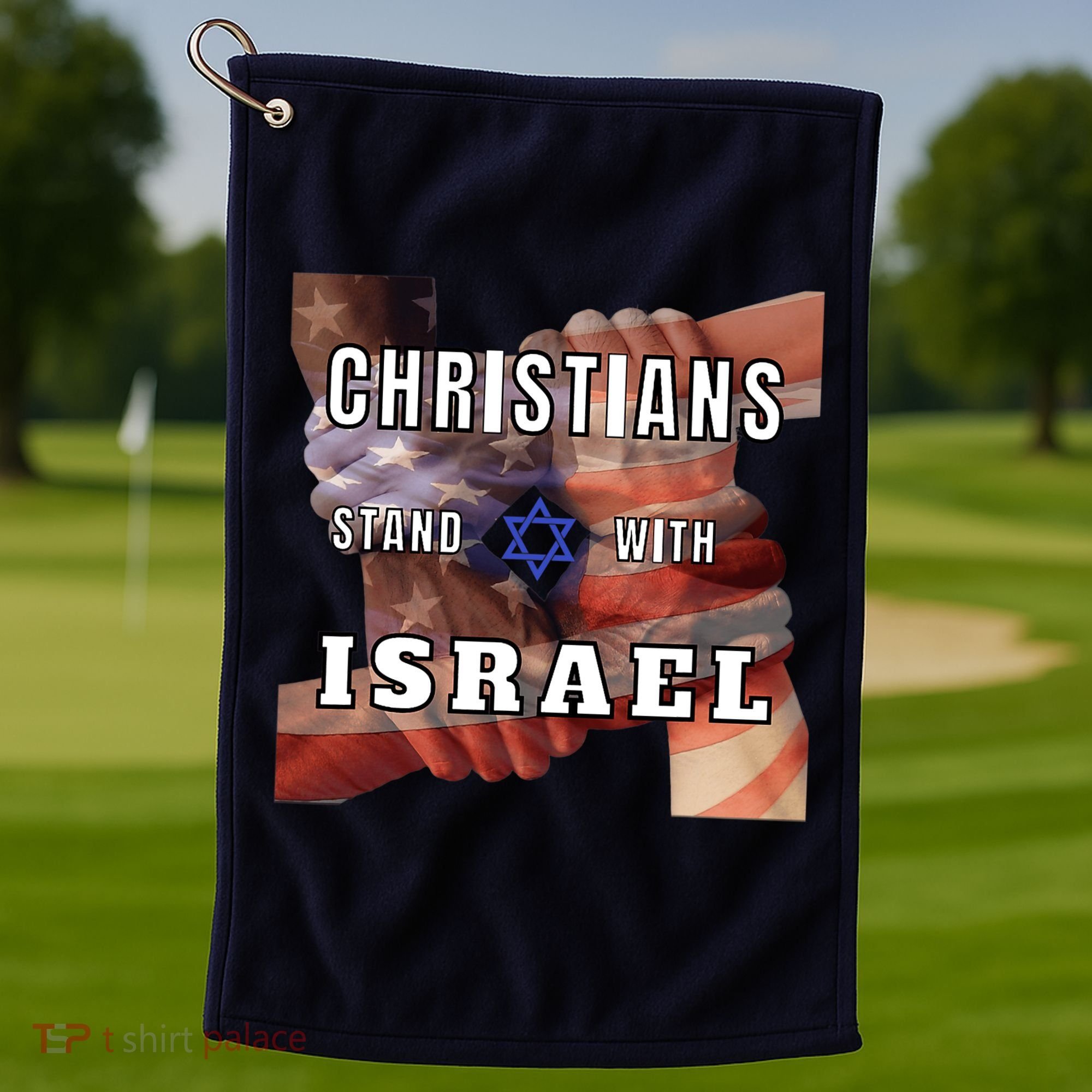Christians Stand With Israel Amercan Flag Patriotic Golf Towel