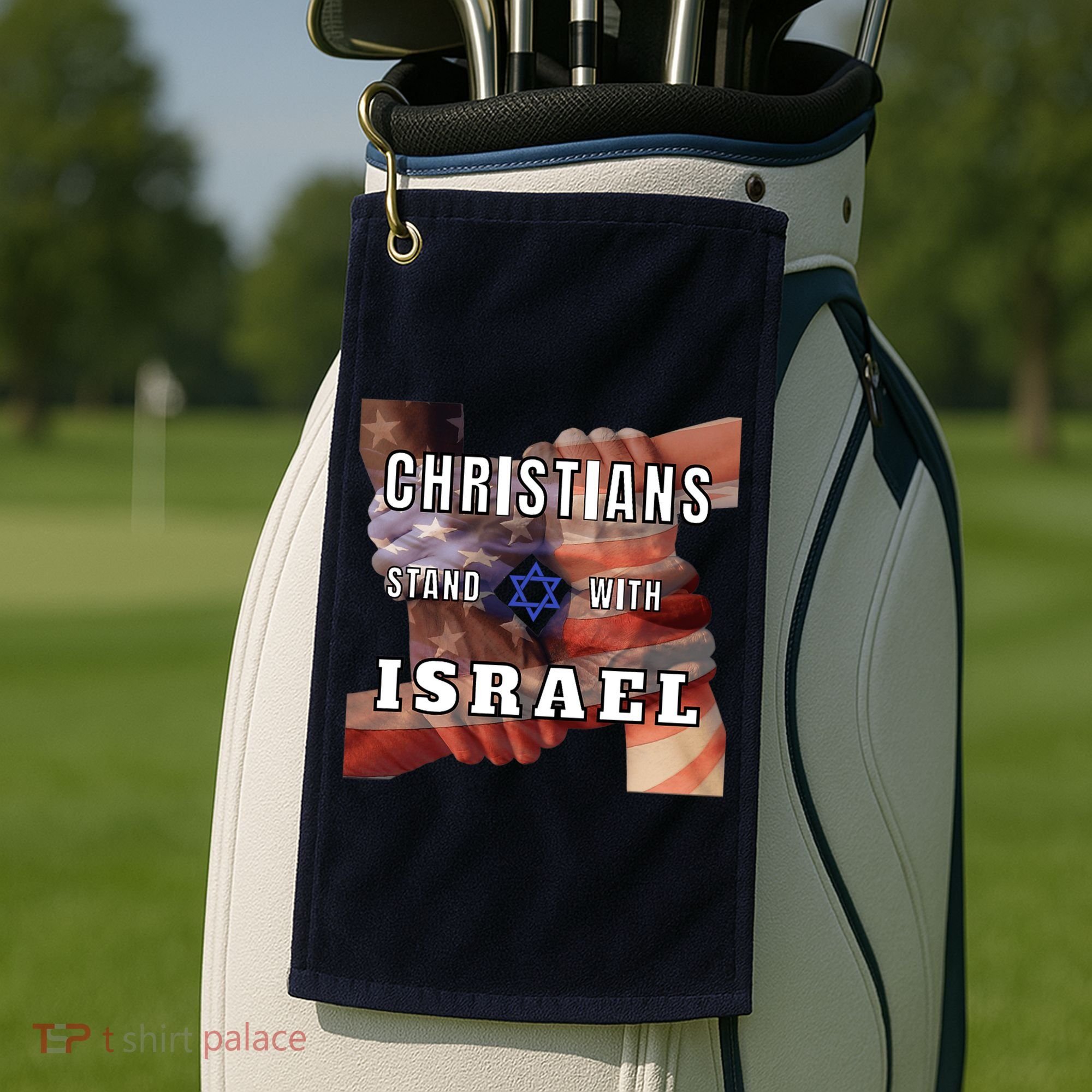 Christians Stand With Israel Amercan Flag Patriotic Golf Towel
