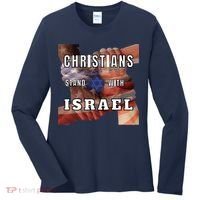 Christians Stand With Israel Amercan Flag Patriotic Women's Long Sleeve Shirt thumb 0