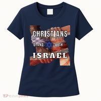 Christians Stand With Israel Amercan Flag Patriotic Women's T-Shirt thumb 0
