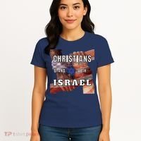 Christians Stand With Israel Amercan Flag Patriotic Women's T-Shirt thumb 4