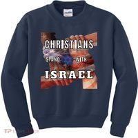 Christians Stand With Israel Amercan Flag Patriotic Kids Sweatshirt thumb 0