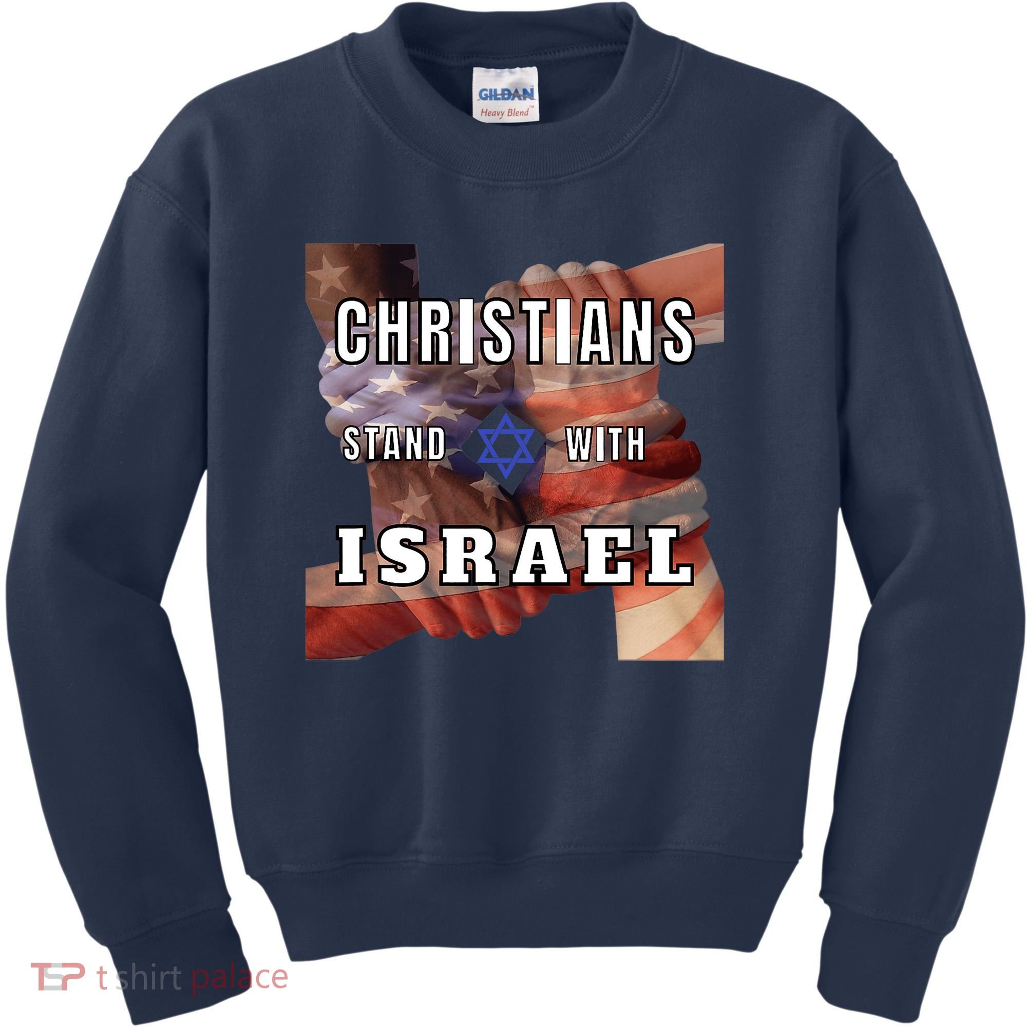 Christians Stand With Israel Amercan Flag Patriotic Kids Sweatshirt