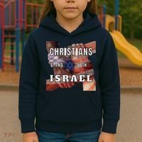 Christians Stand With Israel Amercan Flag Patriotic Kids Hoodie thumb 3