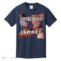 Christians Stand With Israel Amercan Flag Patriotic Kids T-Shirt thumb 0